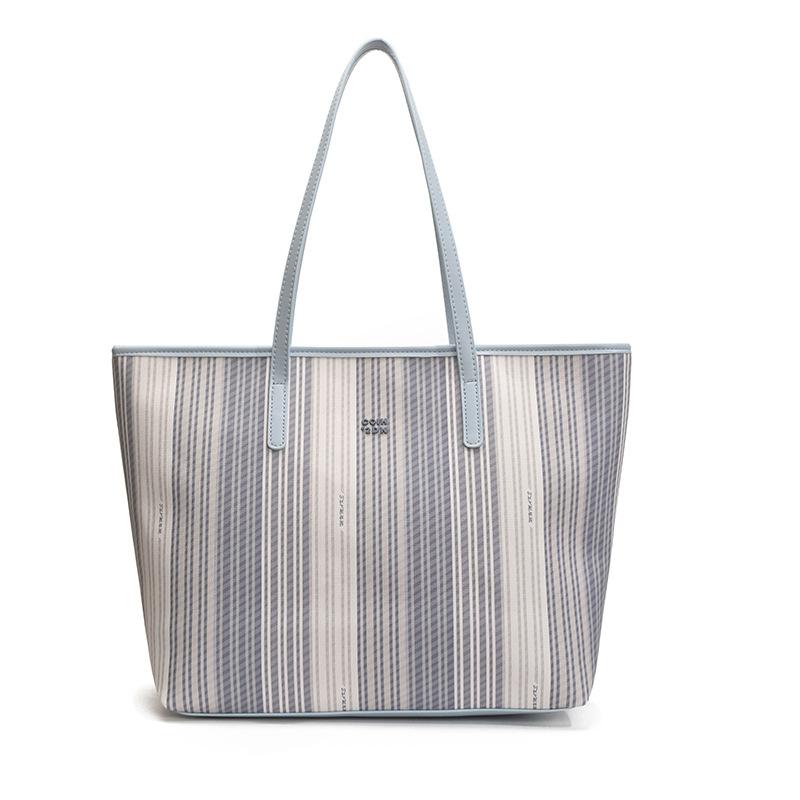 Commuter to work large-capacity bag women's 2025 new trendy fashion high-end portable shoulder bag striped tote bag