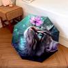 Plant Cat  pattern, automatic folding umbrella, portable and foldable design, 8 ribs, a Christmas or birthday gift.
