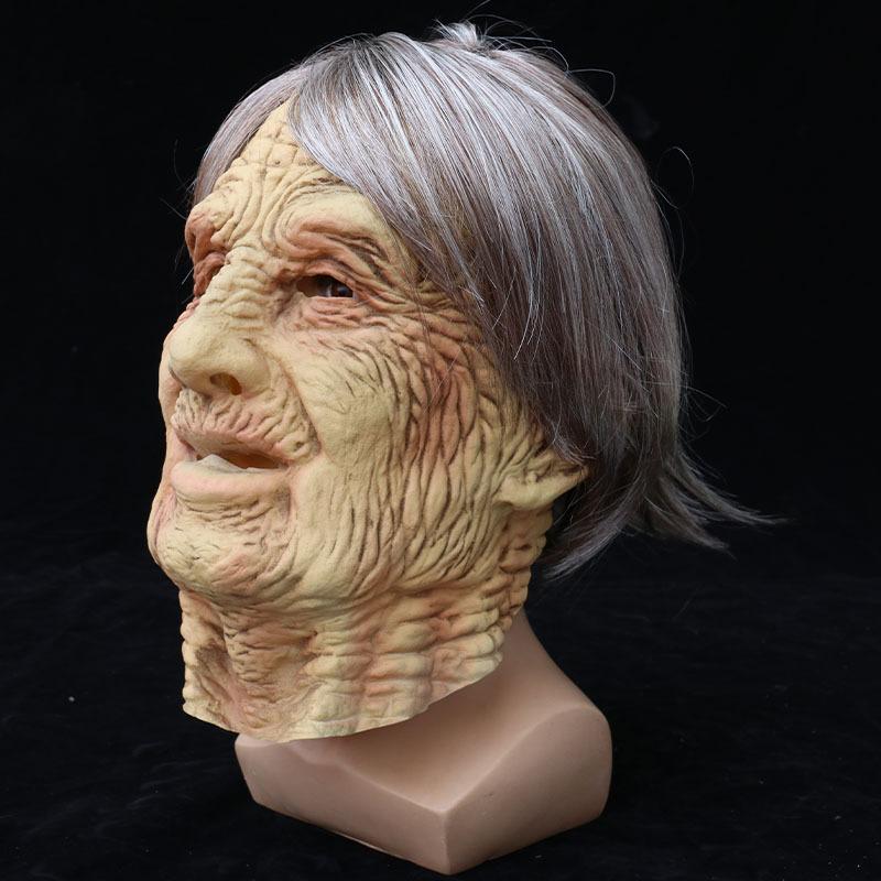 Silver-haired Old Man Head Party Costume Horror Mask