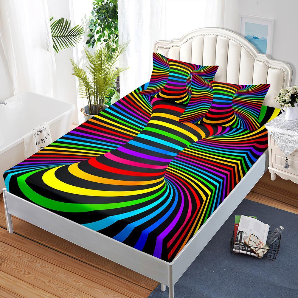 Three-Piece Mattress Set 3D Bedspread Digital Printing Pillowcase Mattress Protective Cover