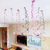 6Pcs Spiral Pendant Party Streamers Hanging Plastic Streamer Spiral Pendant Twin Tail Party Ceiling Foil Swirl Decorations