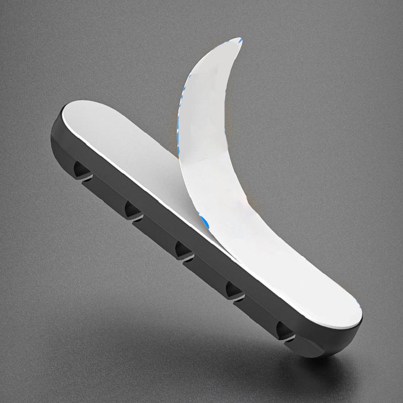 

V-357 3Pcs/Set Self-adhesive Desktop Power Cord Fixing Base Silicone Data Cable Organizer Grey