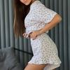 Summer Printed Shorts Short Sleeves Fashionable Casual Women'S Pajamas Set Home Clothes
