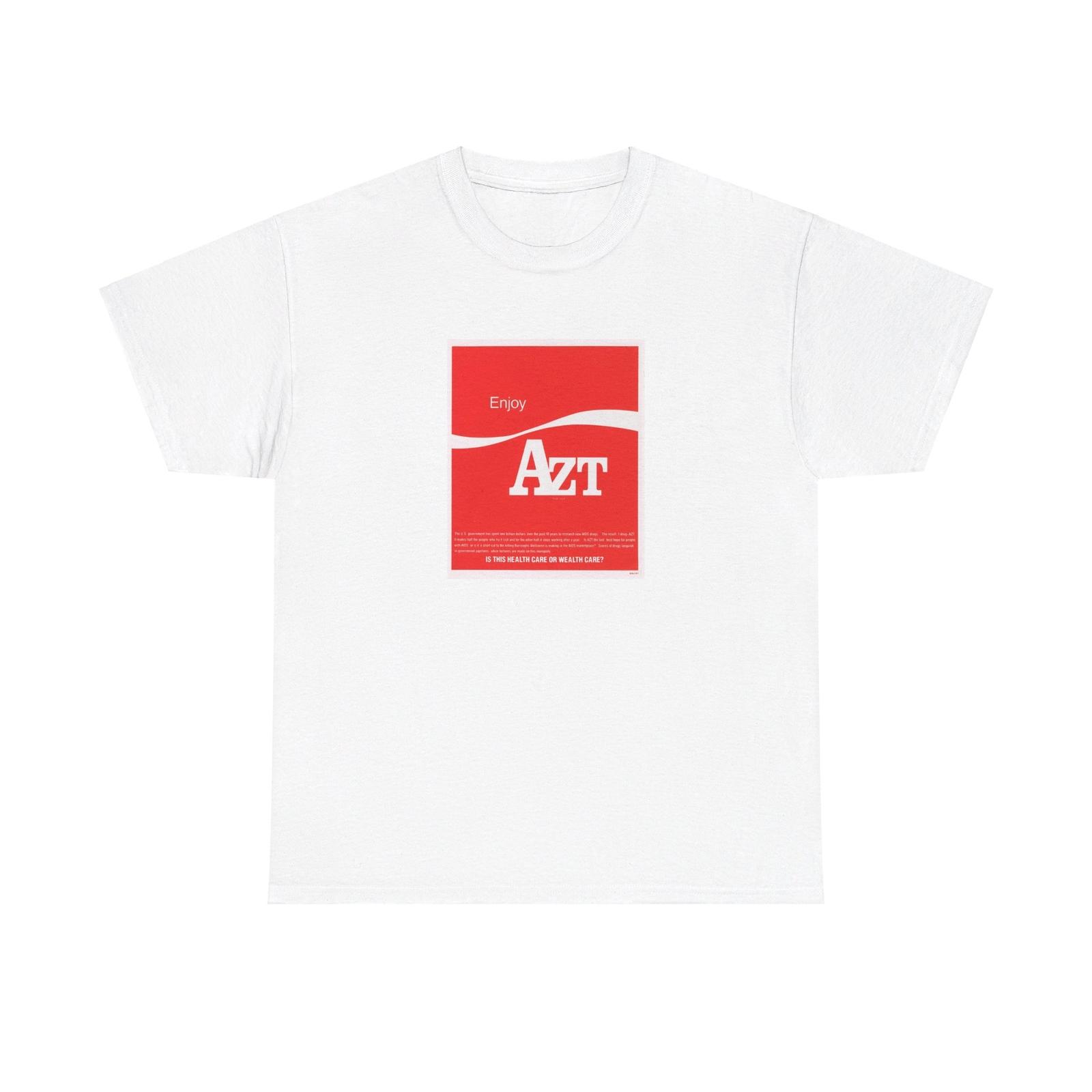 

Vintage HIV AIDS Enjoy AZT Information Poster Unisex Heavy Cotton T-Shirt Mens Womens Tees Top M