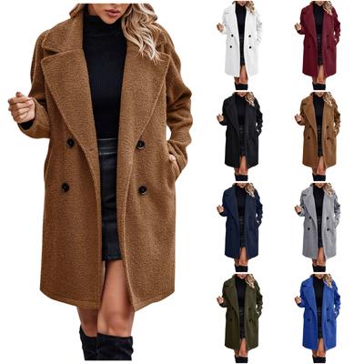 Women's Autumn And Winter Casual Fashion Solid Colour V-Neck Jacket  With Pocket