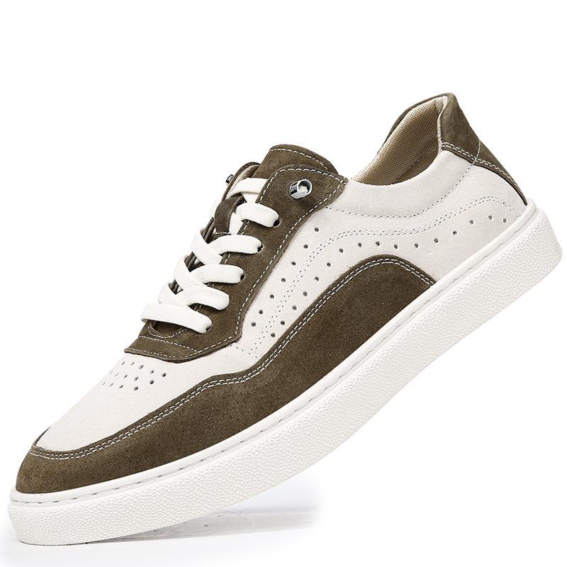 Casual shoes men's 2025 spring new retro board shoes men's casual sports trend color matching lace-up men's leather shoes