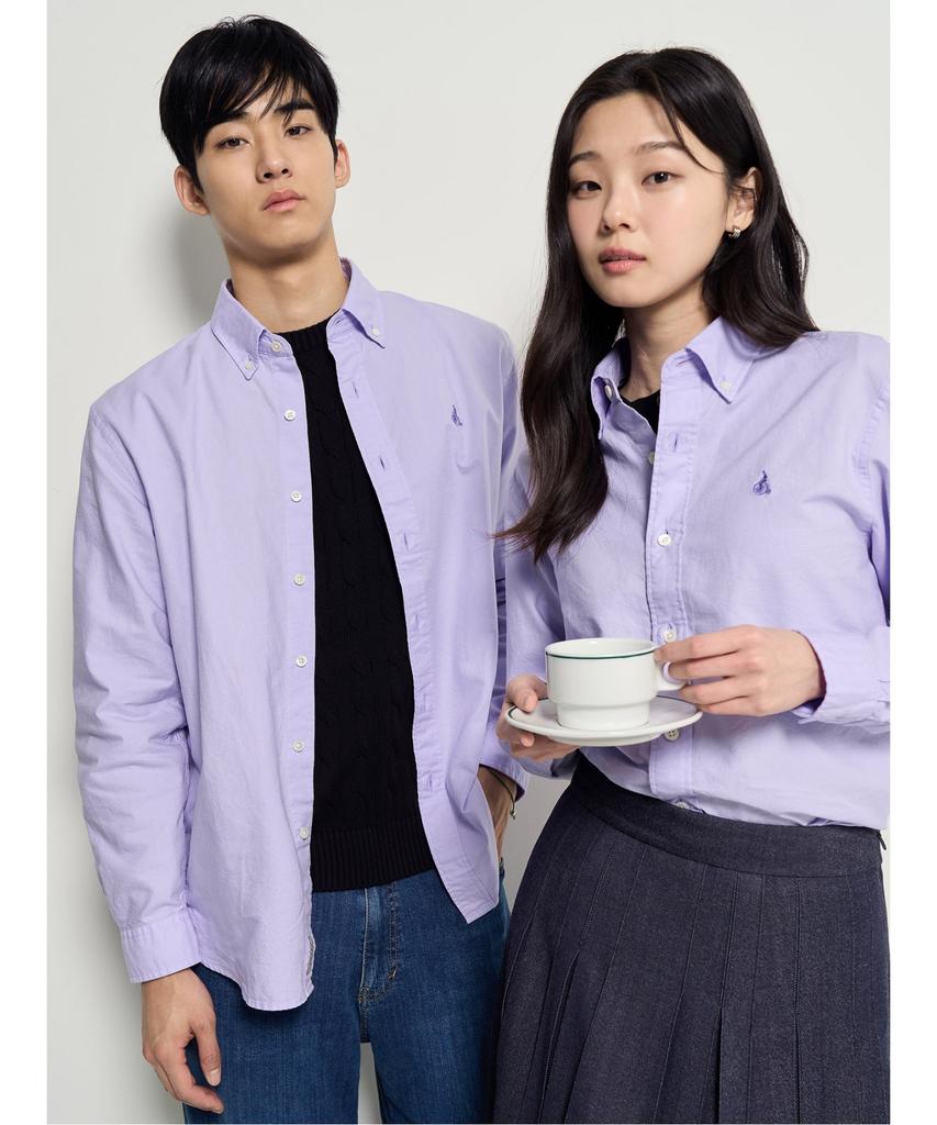Binpolmen [Essential] Unisex Oxford Solid Shirt Light Purple