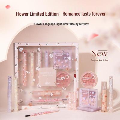 Blumensprache Leichte Schönheit Geschenkset: Achtteiliges Weihnachts-, Geburtstagsgeschenk für Freundin, beste Freundin, Frauen - Buntes Make-up
