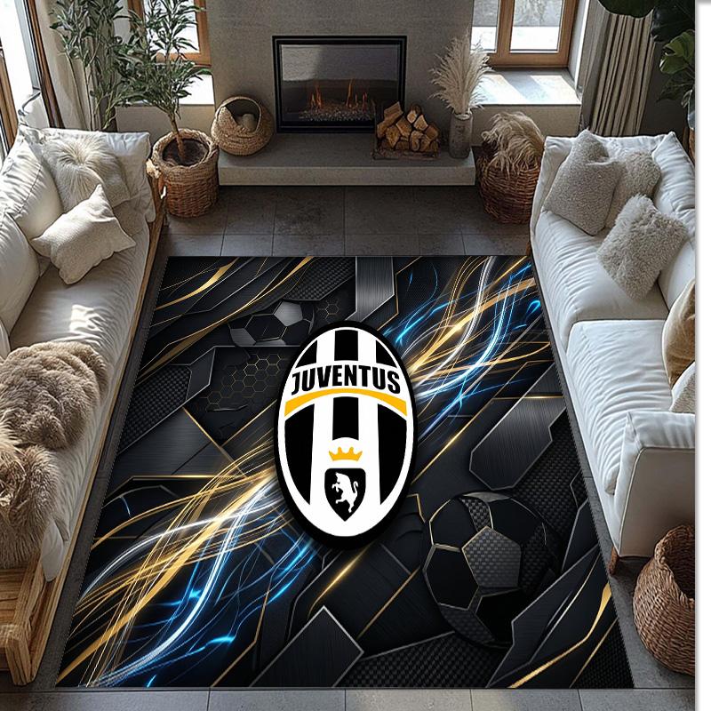 Tappeto in Flanella Stampato Juventus FC Antiscivolo Morbido Poliestere Tappeto per Pavimento Tappetino Decorativo per Interni per Camera da Letto Soggiorno Divano