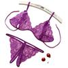 Fun Open File Free Two-piece Set Three-point Lace Underwear Underwear Women's Sexy Passion Thong