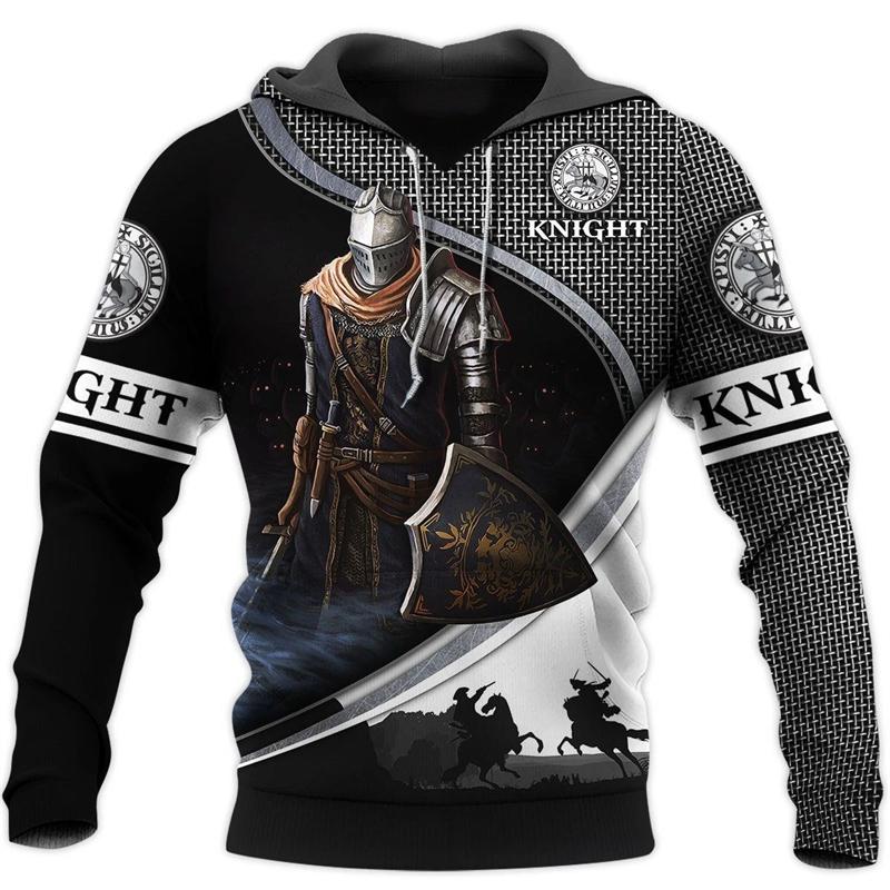 Knights Templar 3D tisk Pánské Vintage mikiny Ležérní Oversized Streetwear Mikiny s kapucí Pánské oblečení Pulovry s dlouhým rukávem
