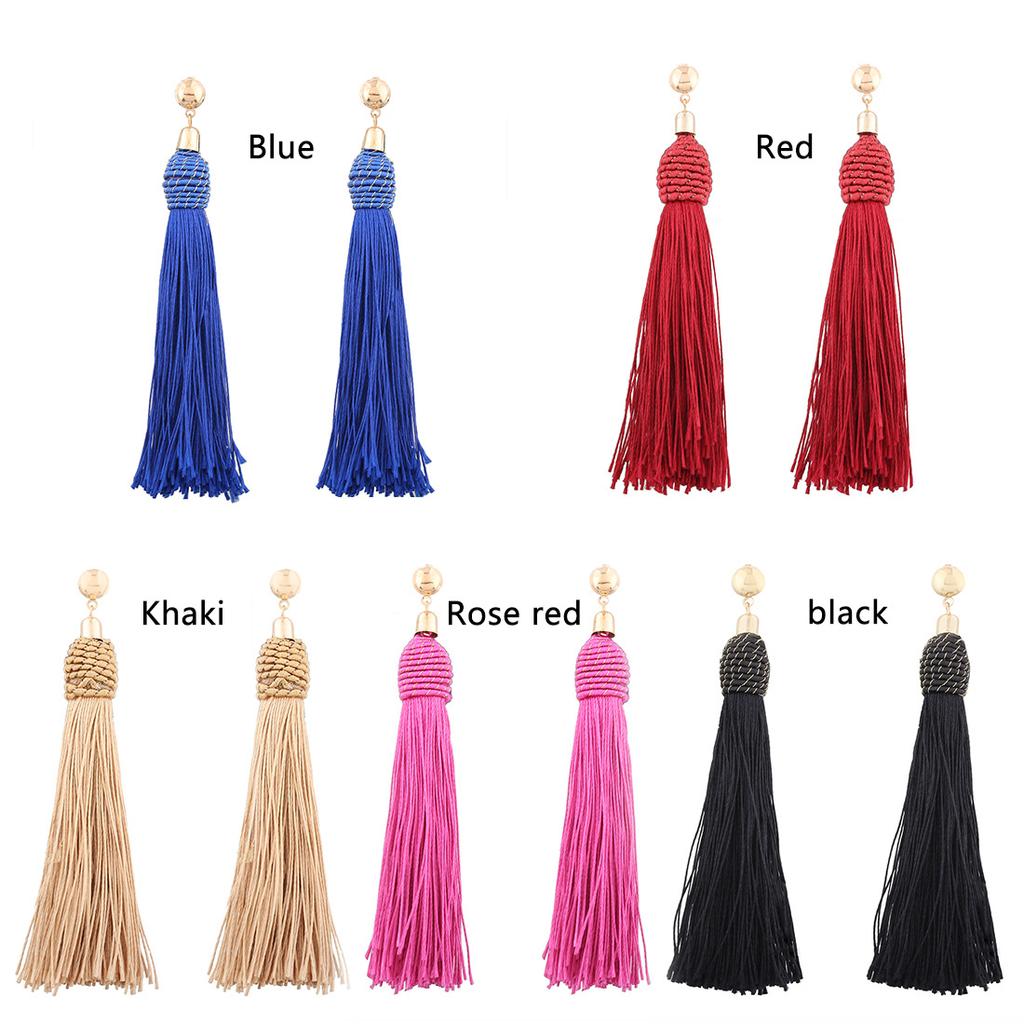 Bohemia Long Tassel Earrings Women Fashion Dangle Earrings Ethnic Jewelry Pendientes