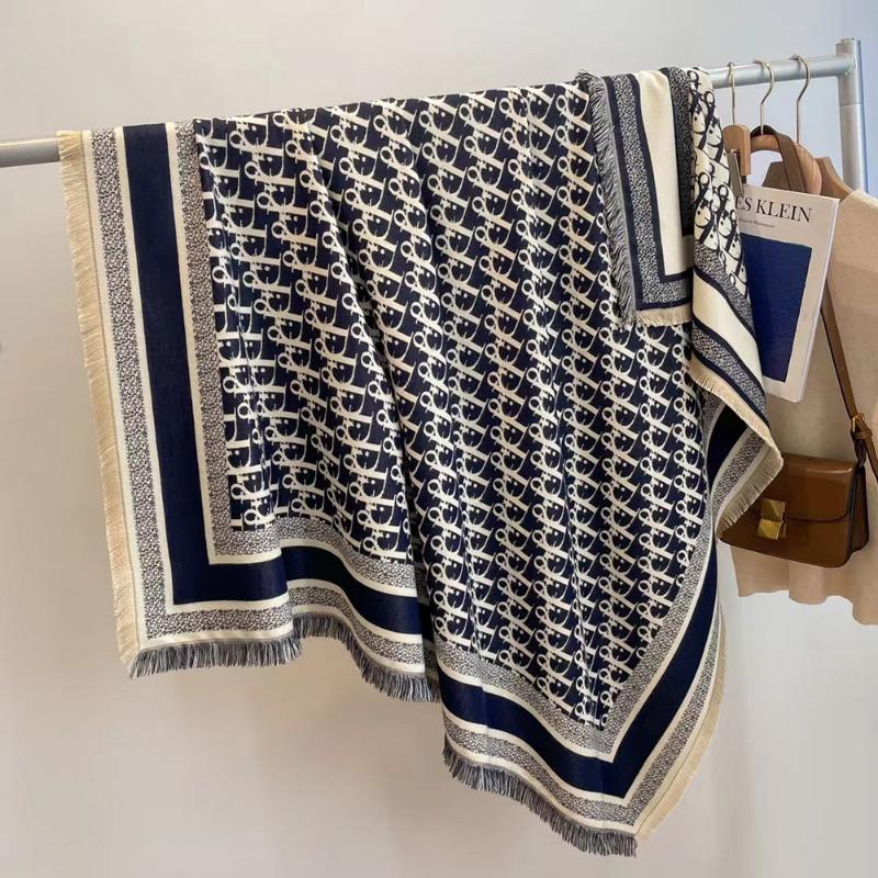 Winter New Imitation Cashmere Scarf High-end Women's Warm Square Scarf Red Cashew Jacquard Cape Shawl