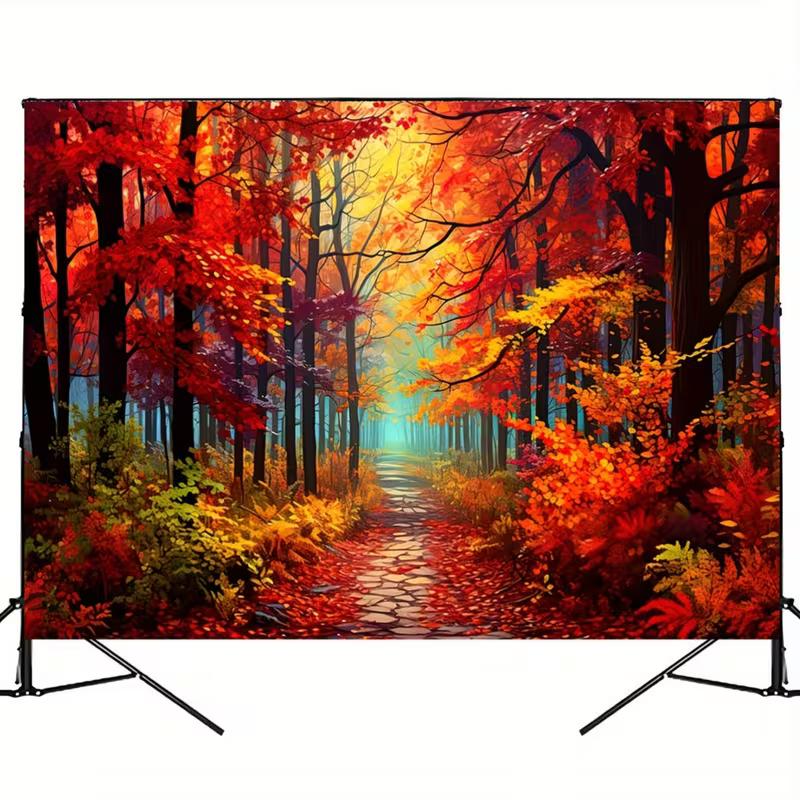 2D Vibrant Red Autumn Tree Backdrop for Outdoor Themed Party