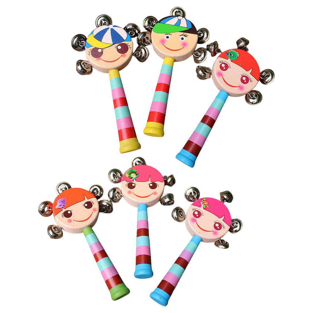 Pack Of 6 Cartoon Rattle Drum Toy For Babies Promoting Sensory Auditory Development And Hand Coordination For Easy Grip