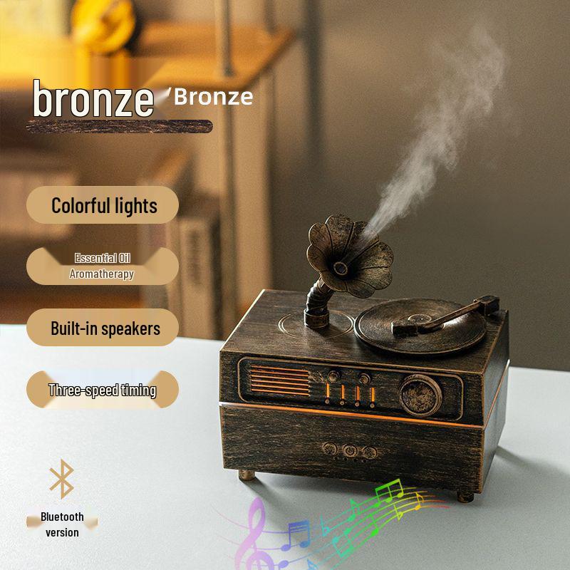 Retro-Grammophon Bluetooth Aroma-Diffusor & Lautsprecher - Stilles Geschenk für Zuhause, Kosmetikstudio oder Hotel