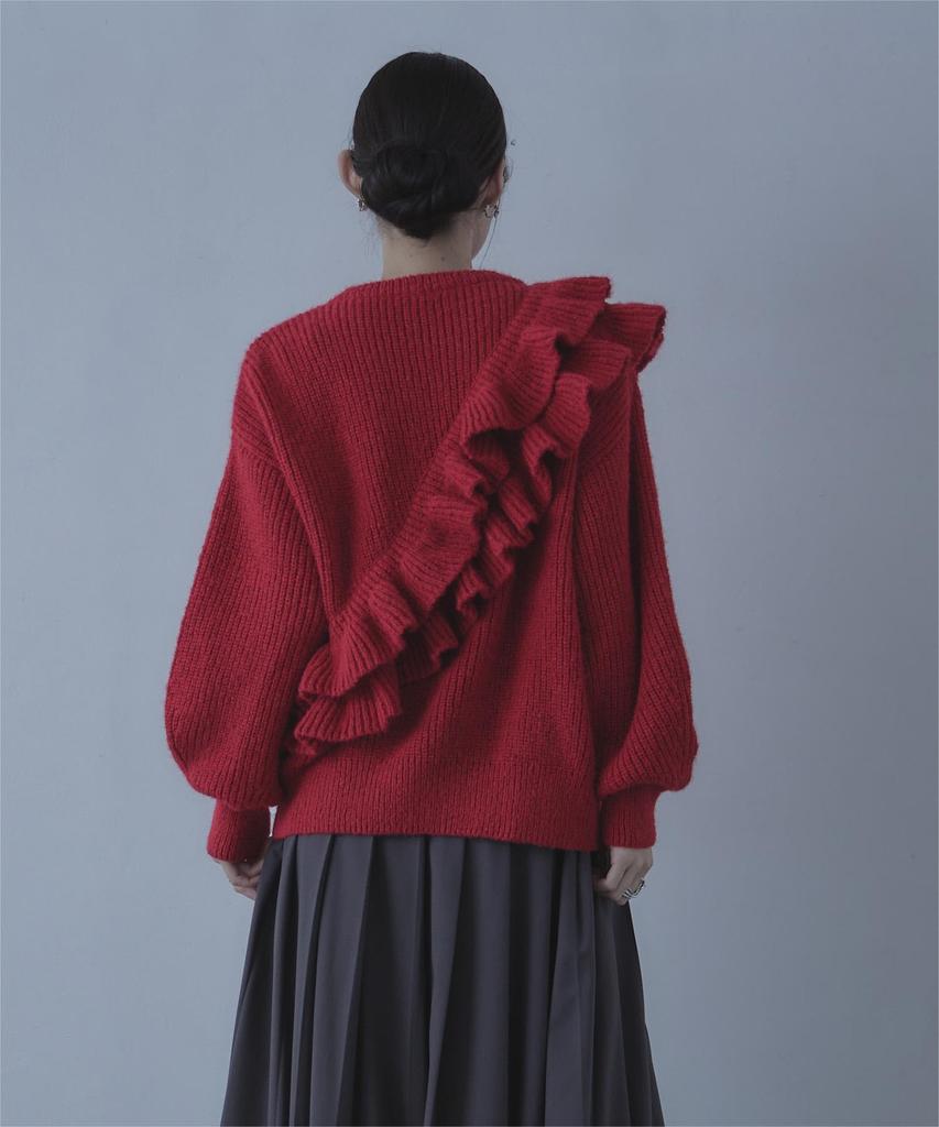 miette Double Frill Knit REXX1152 Free Size Red Women's