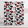 2PCS Red   White   Black Heart-shaped Wood Grain Curtains   Classic Style   Bedroom and Living Room   Pull Rod Pocket Style