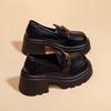 Schwarze Plateau-Damen Herbst neue Nische kleine Lederschuhe, Leder-Slingpumps