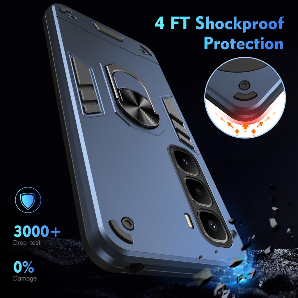 For Infinix Hot 60 Pro+ 4G Case PC+TPU Drop Defend Phone Cover with Ring Kickstand