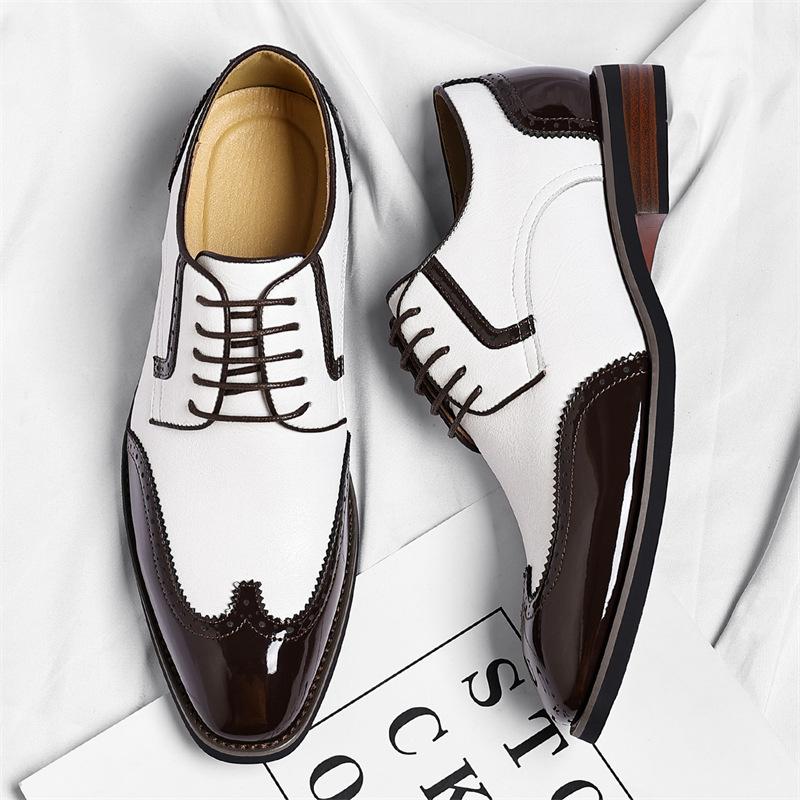 Men Brogue Carved Leather Shoes Fashion British Formal Man Dress Shoes Handsome Male Business Office No Slip Daily Leather Shoes