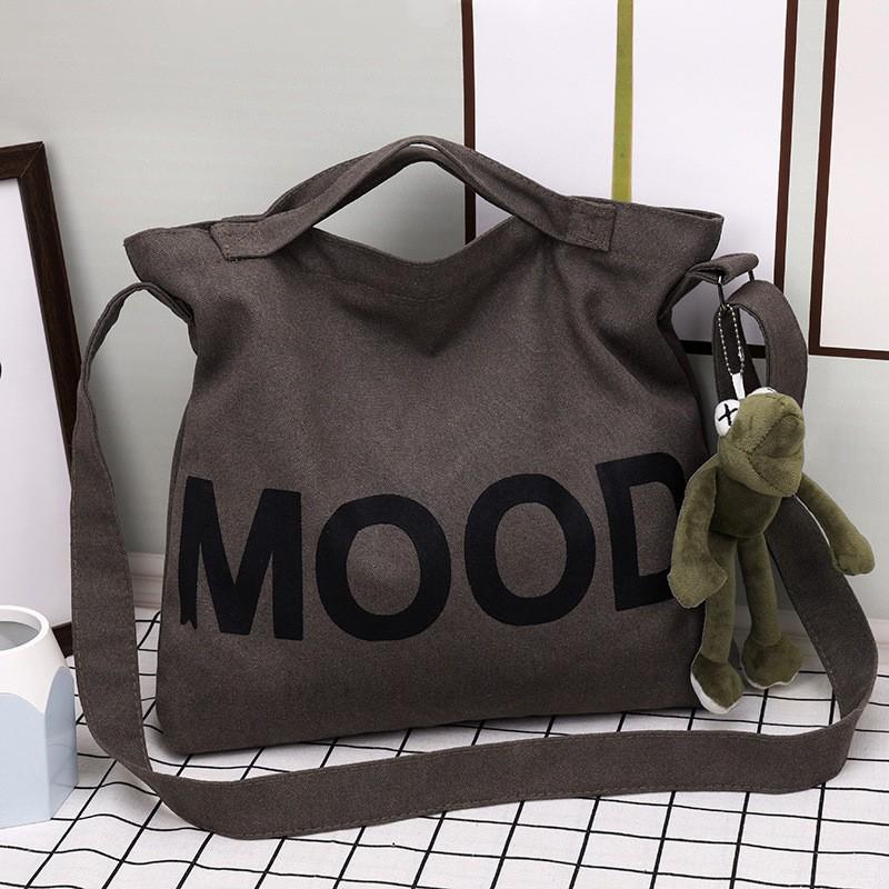 Canvas bag women's shoulder messenger bag cloth bag college students class literature and art simple large capacity