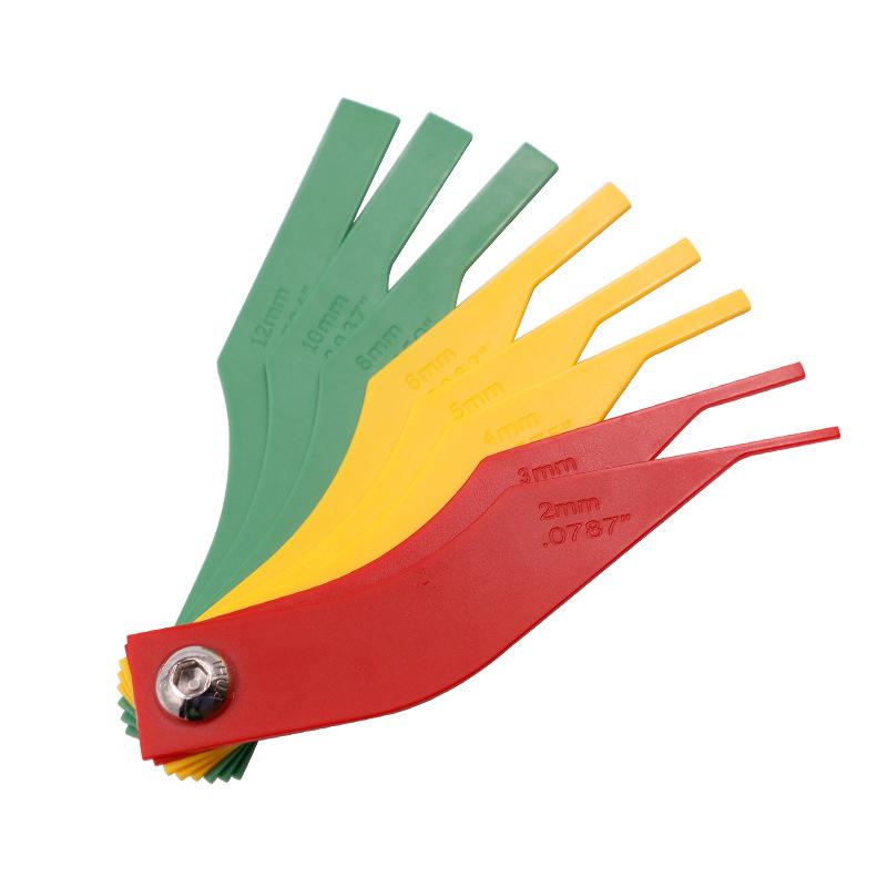 

8 в 1 линейка для измерения тормозных колодок, пластиковая, 2/3/4/5/6/8/10/12 мм, набор для измерения толщины тормозных колодок, измеритель износа толщины тормозных колодок