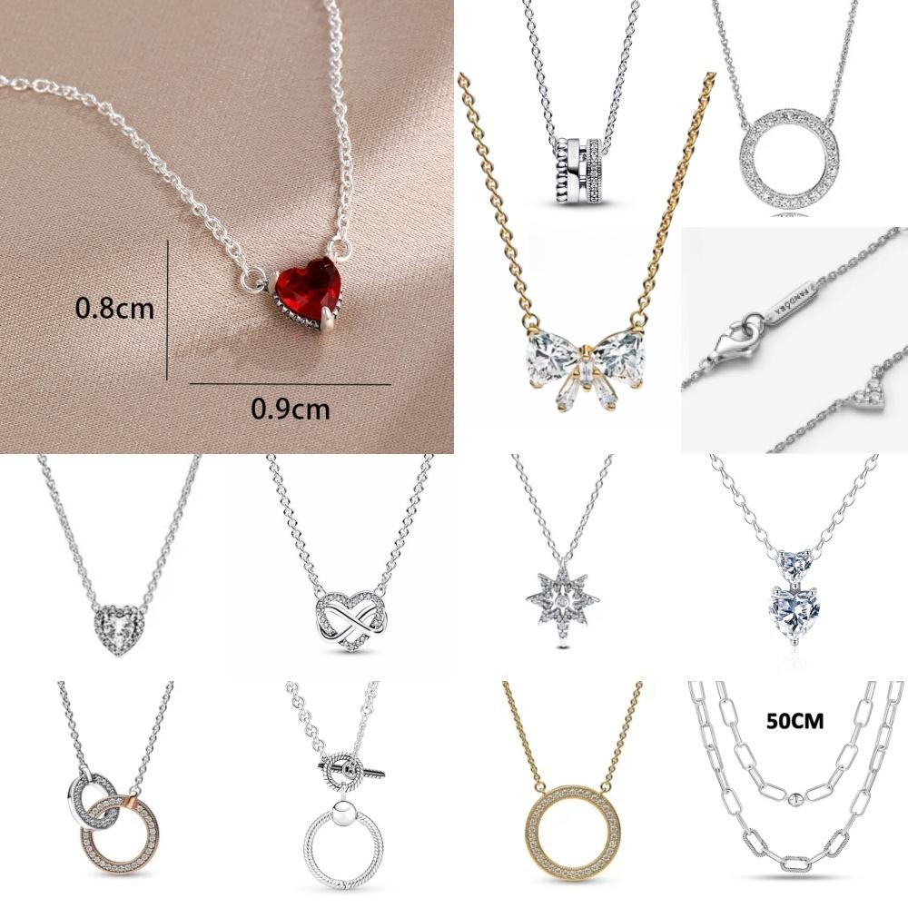 Nieuwe 925 Zilveren Bedel Strik Hartvormig Rode Hanger Prachtige Ketting, Geschikt als Sieraden Cadeau voor Vrouwen op Valentijnsdag