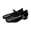 Soft leather French fairy style Mary Jane shoes female summer 2025 new square head with skirt high heels work small leather shoes