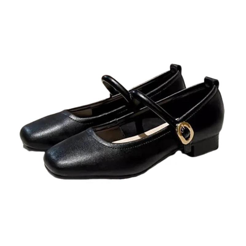 Soft leather French fairy style Mary Jane shoes female summer 2025 new square head with skirt high heels work small leather shoes
