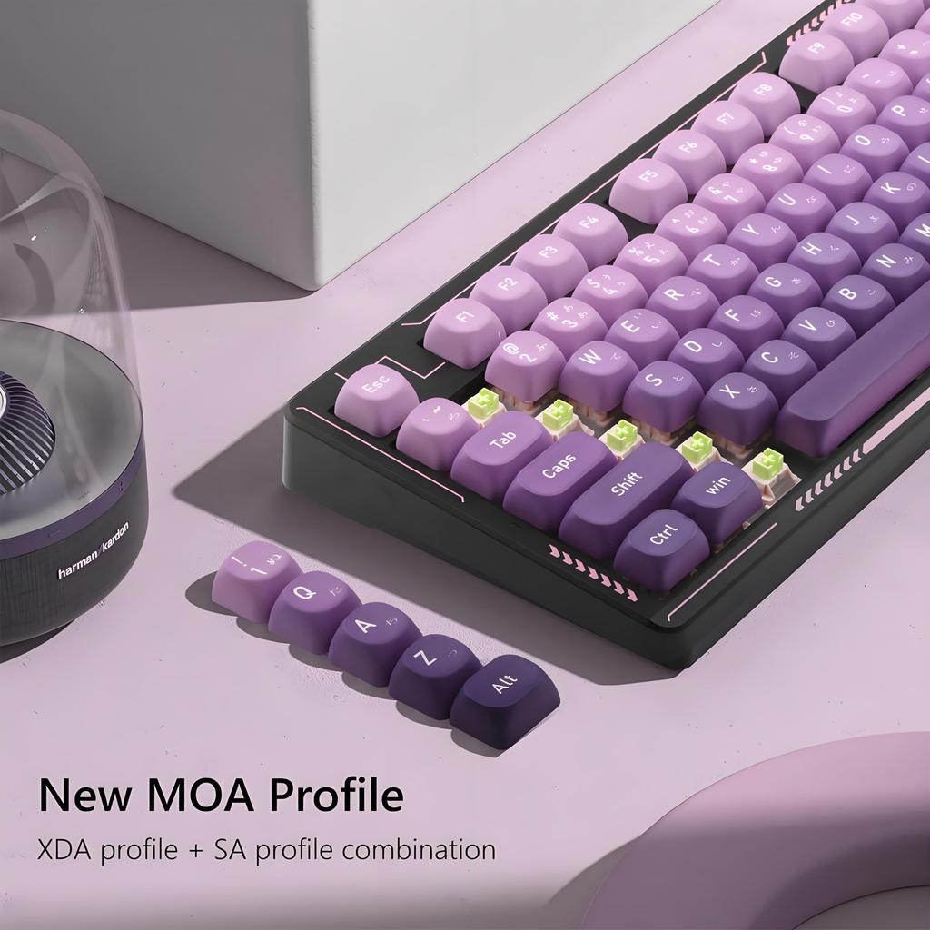 134Keys Japanese Keycaps Gradient Purple PBT Keycaps MOA Profile 5 Side Dye Sublimation DIY Keyboard Key Cap for Cherry Gateron MX Switches Mechanical