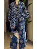 European & American Women's Summer 2026 Sweet Floral V-Neck Batwing Sleeve Top & High Waist Straight Leg Pants Set