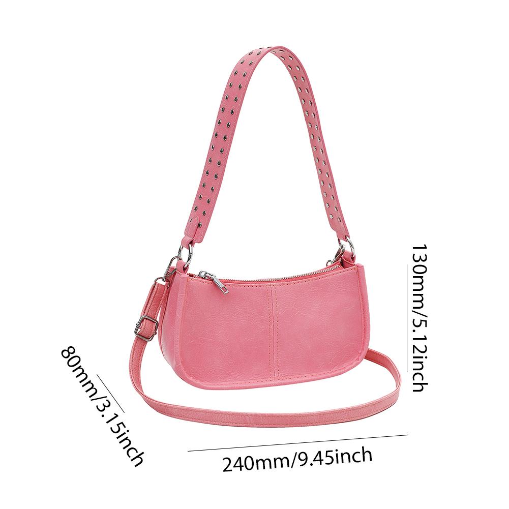 Women Studded Underarm Bag Vintage PU Leather Armpit Bag Retro Y2k Tote Handbag Vintage Crossbody Bags Fashion Hobo Shoulder Bag