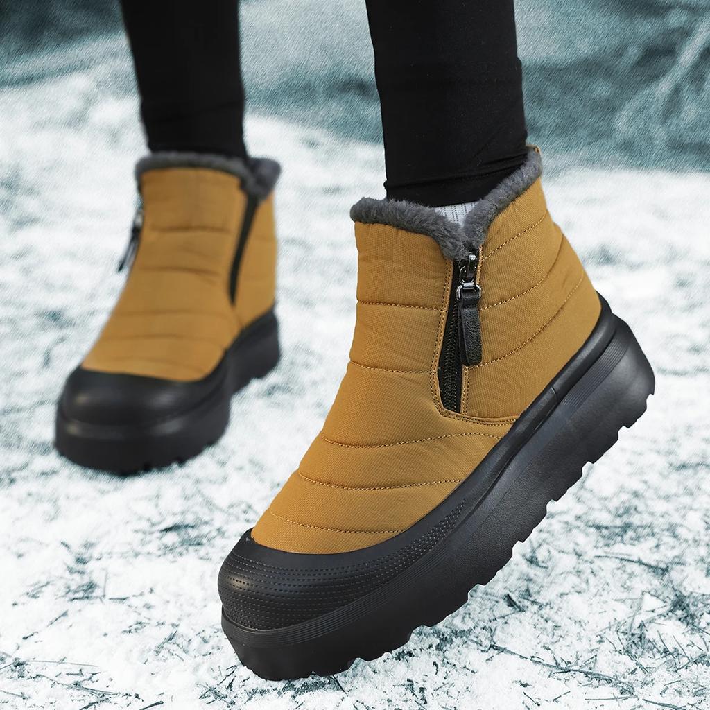 Fashion Women Warm Fur Lined Winter Snow Boots Waterproof Ankle Boots Outdoor Short Boots Comfortable Shoes Suitable for Cold Weather