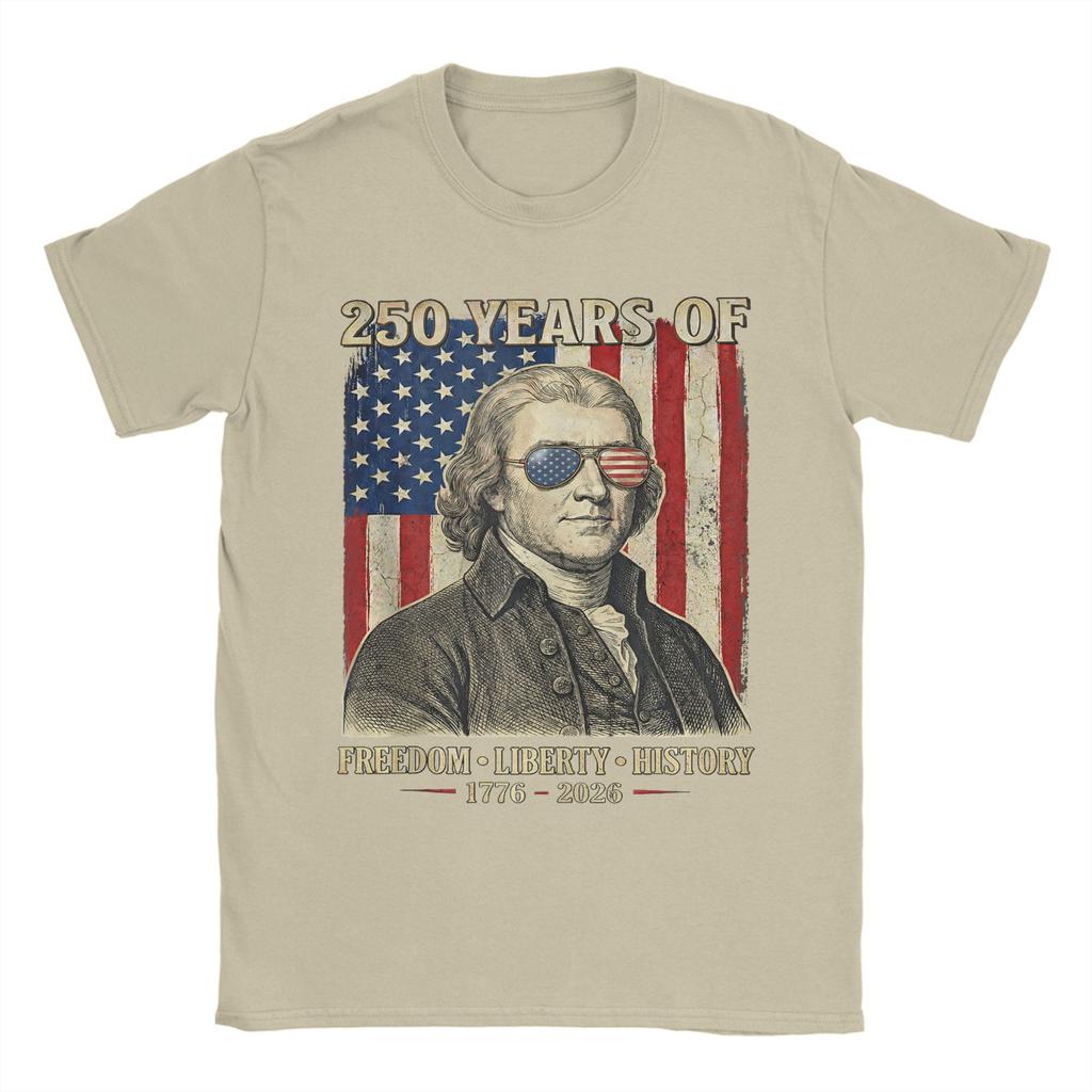 250 Years of Freedom Liberty History Thomas Jefferson Retro TShirt Summer Hippie T Shirts Men Cotton Crewneck Oversize Top Tees