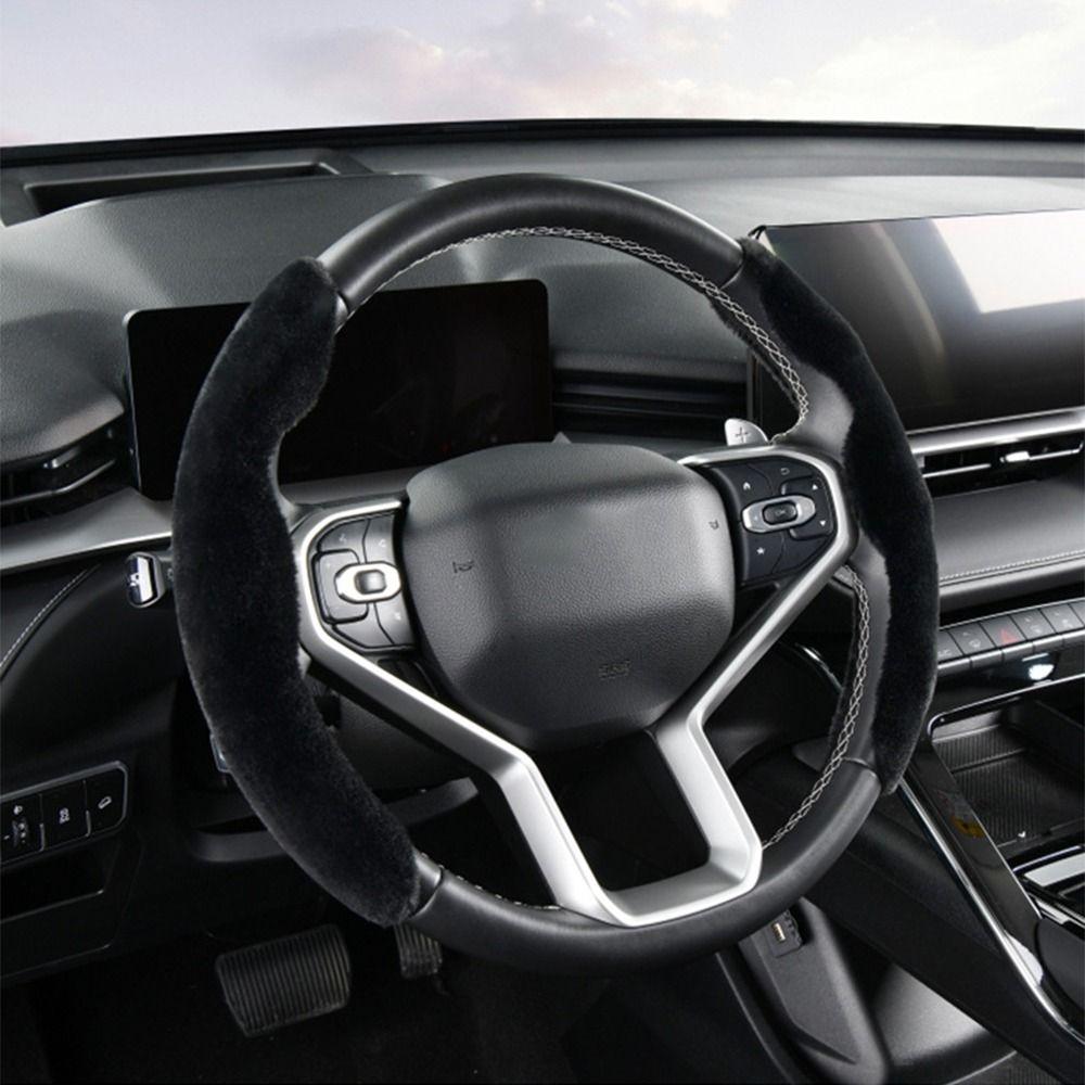 2Pcs Soft Auto Steering Cover Plush Steering Wheel Sleeve Steering Wheel Protector  General
