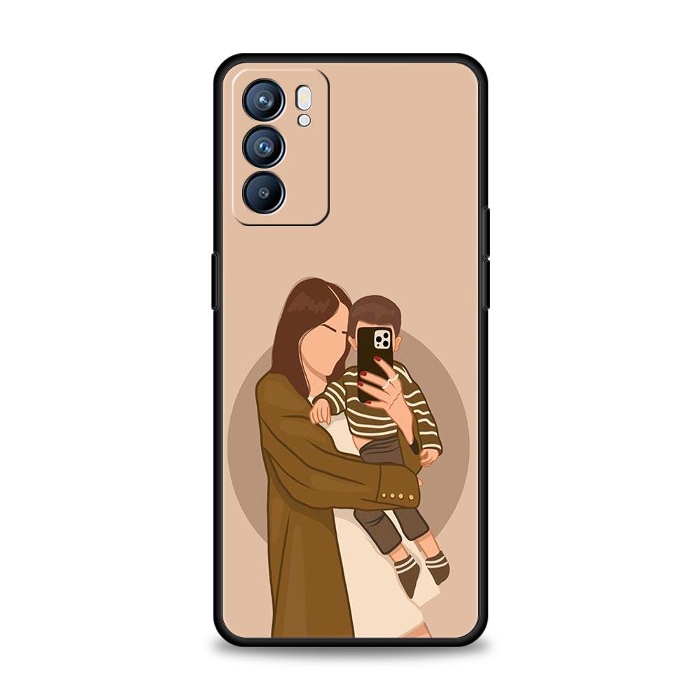 Baby Girl Mom Family Phone Case For Oppo Reno8 Reno7 Reno6 Pro A54 5G Find X6 X5 A53 A52 A9 A15 A95 A17 A16 A57 A31 Cover