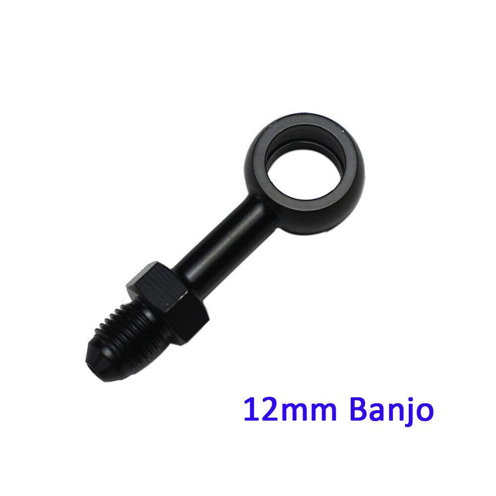 Black Stainless 3/8"12mm AN3 180 Degree Banjo Brake Line Adaptor Fittings For Harley FXD,FAT BOB