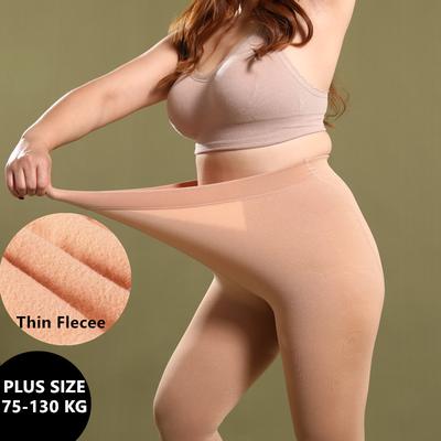 130 KG Women's Fleece Tights Plus Size 120 D Autumn Warm Winter Pantyhose High Waist Female Stretchy Slim Thick Tights