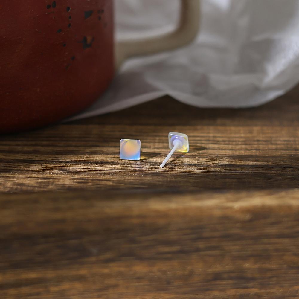 Bioceramic Needle Heart Geometric Mini Stud Earrings For Women Allergy Prevention Piercing Ear Hole Jewelry
