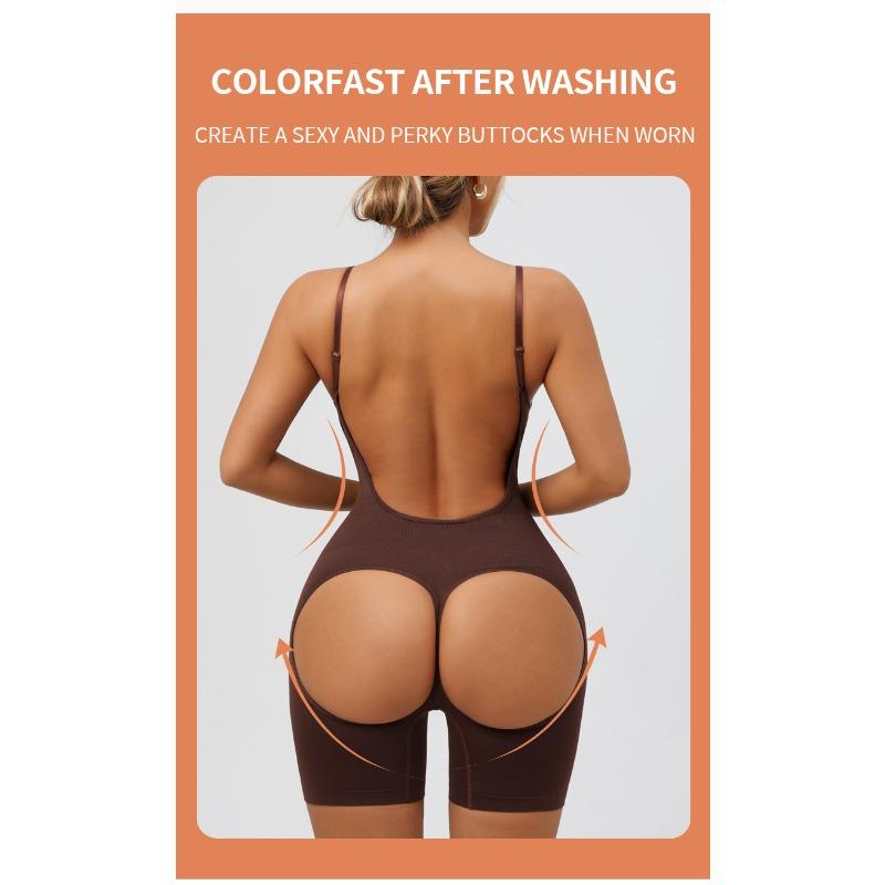 

Seamless Postpartum Yoga Bodysuit: Butt-Lifting, Butt-Shaping, Tummy-Tucking, Low-Back, High-Cut, Slimming Shaper XXL коричневий