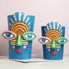 Maya Big Eyes Facial Sculpture Flower Pot Abstract Art Resin Flower Pot Garden Courtyard Home Desktop Decoration Plant Container