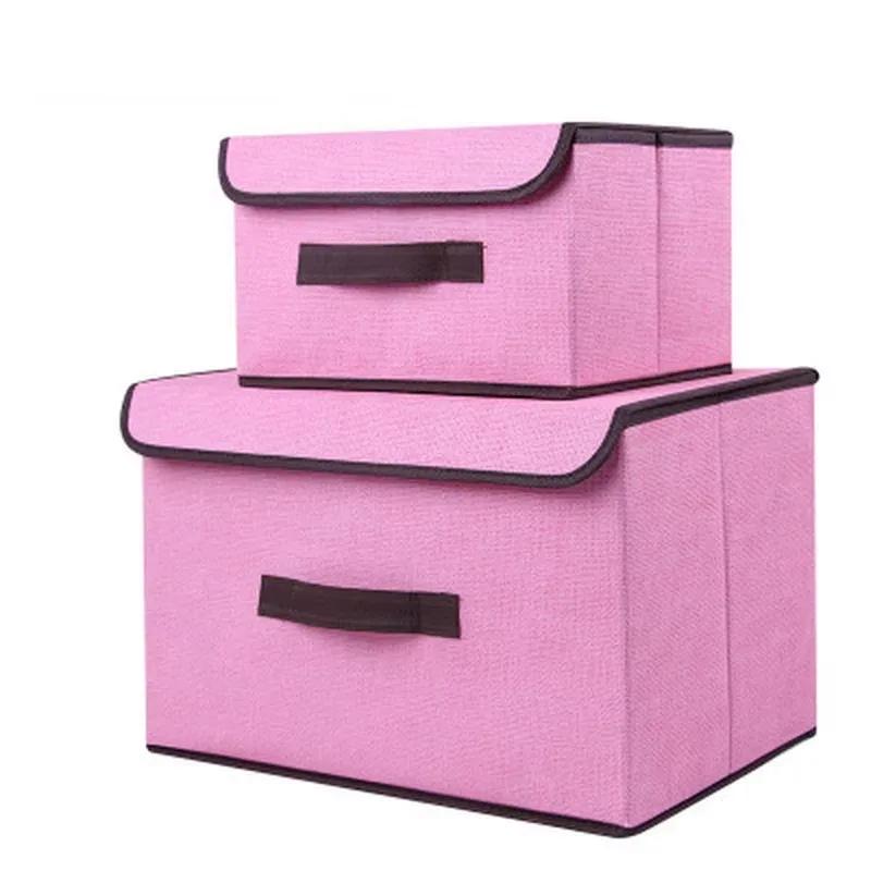 Multifu Large Capacity Foldable Solid Color Fabric Storage Box Non-woven Dust-proof for Dormitory Indoor Use