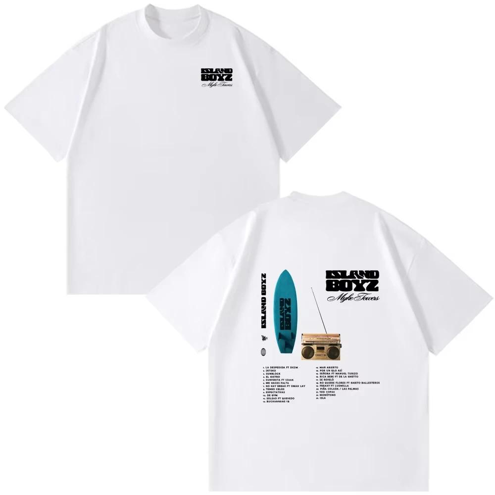 Rapper Myke Towers 2026 New Album Island Boyz Tshirts Men Women Clothing Fashion Hip Hop Oversized Cotton Tshirt Couple Clothes
