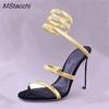 Snake Strap High Heel Sandals Women Summer  Ankle Strap Banquet Party Shoes Narrow Band High Heels Ladies Gladiator Sandals