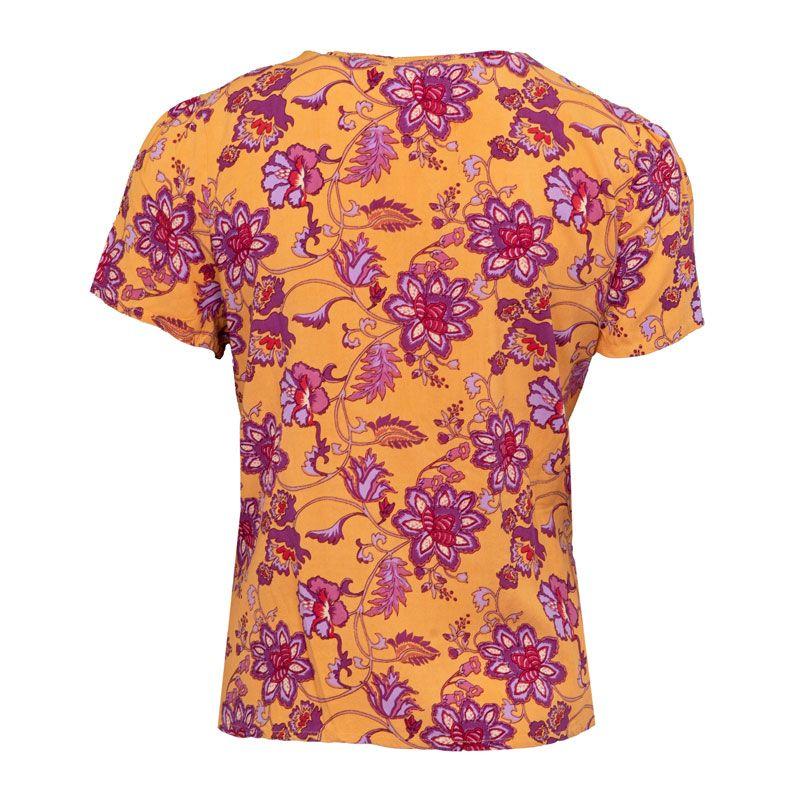 Ochre Floral Top Thess Crossed Collar Woman LA PETITE ETOILE