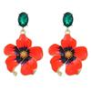 Pinkdudu Dripped Glaze Flower Zinc Alloy Stud Earrings Elegant Drop Blue Earrings Women Jewelry for Holiday PD2258