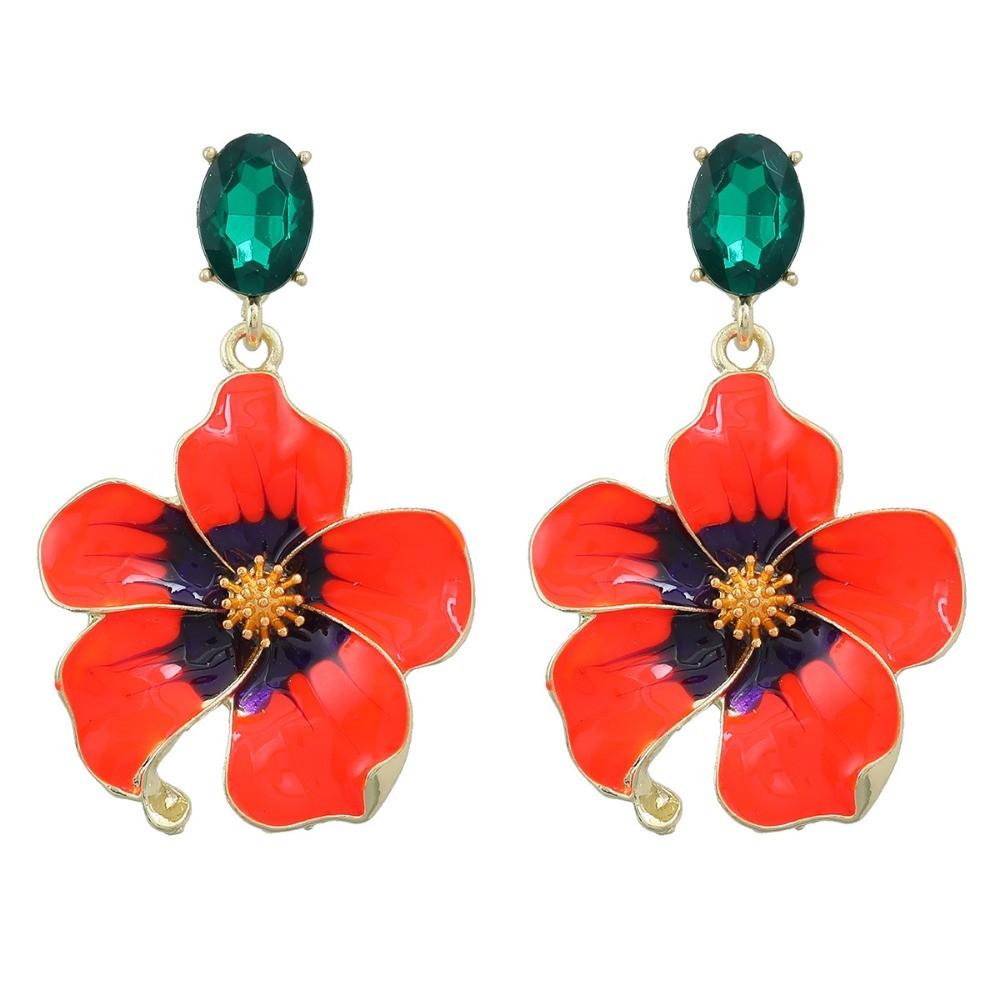 Pinkdudu Dripped Glaze Flower Zinc Alloy Stud Earrings Elegant Drop Blue Earrings Women Jewelry for Holiday PD2258