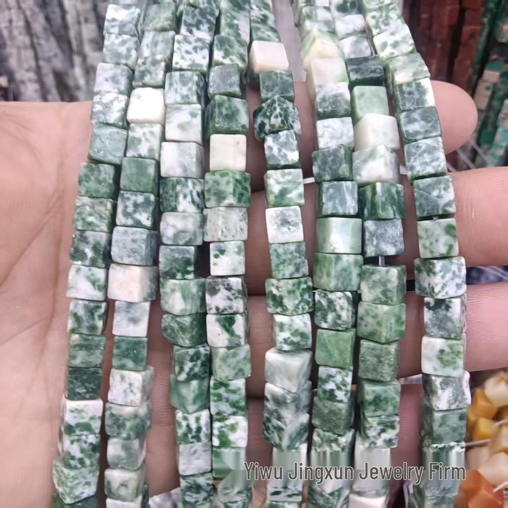 6x6mm Quadratische Rosenquarz-Achat-Perlenkette - Naturstein DIY-Zubehör
