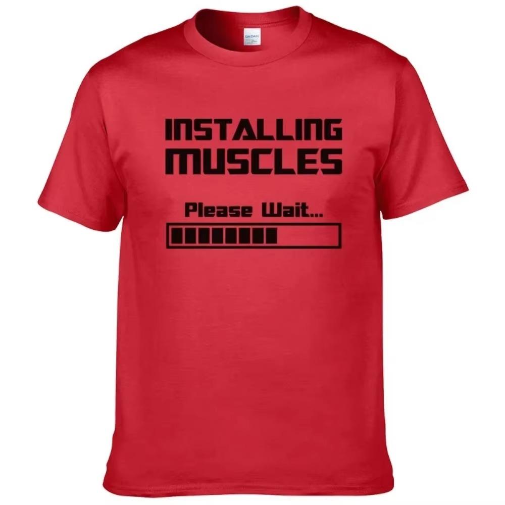 Summer New Tshirts Installing Muscles Please Wait Loading Bar Funny Print T Shirt Men Women Cotton Short Sleeve Cool Tees #310